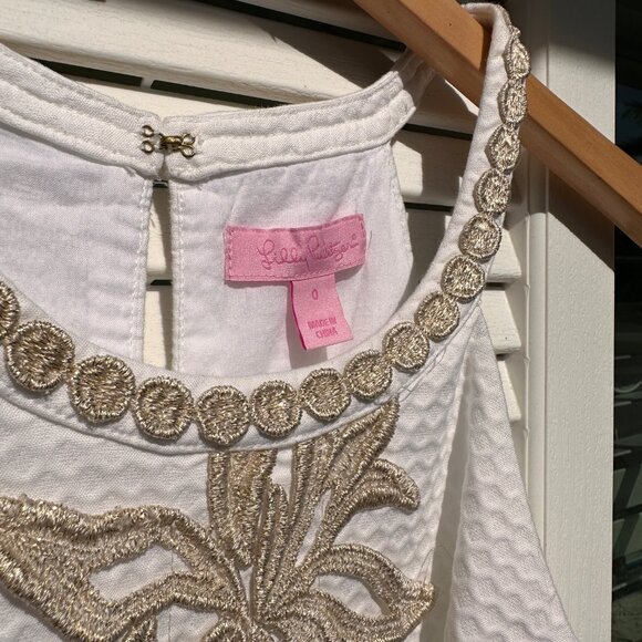 Lilly Pulitzer Parker Palm Shift Dress White Gold - Picture 6 of 7